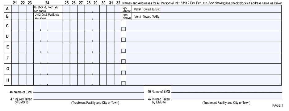 Contact information on accident report